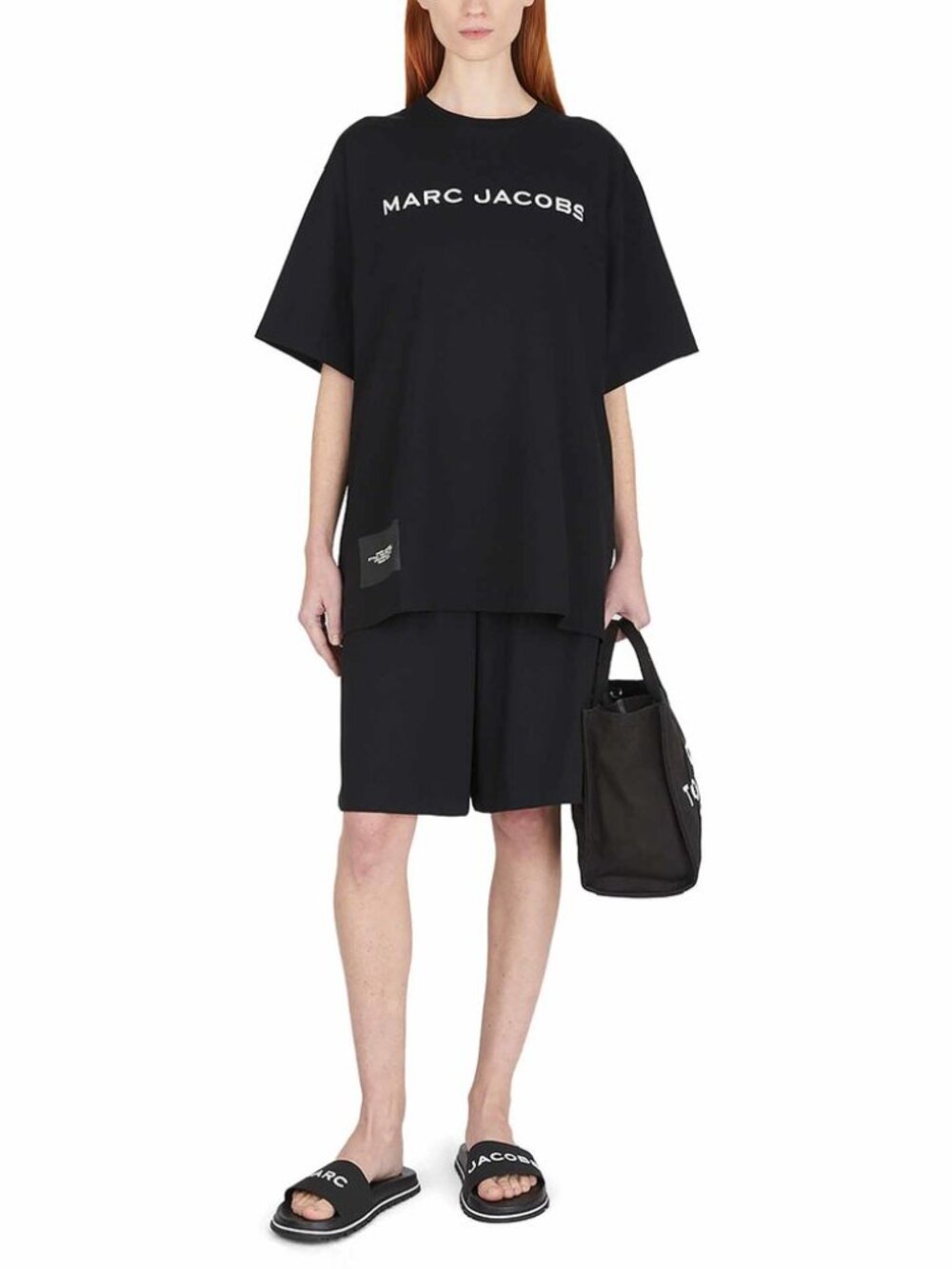 Marc Jacobs Women Black Logo Cotton Shorts With Side Pockets Size L EUC